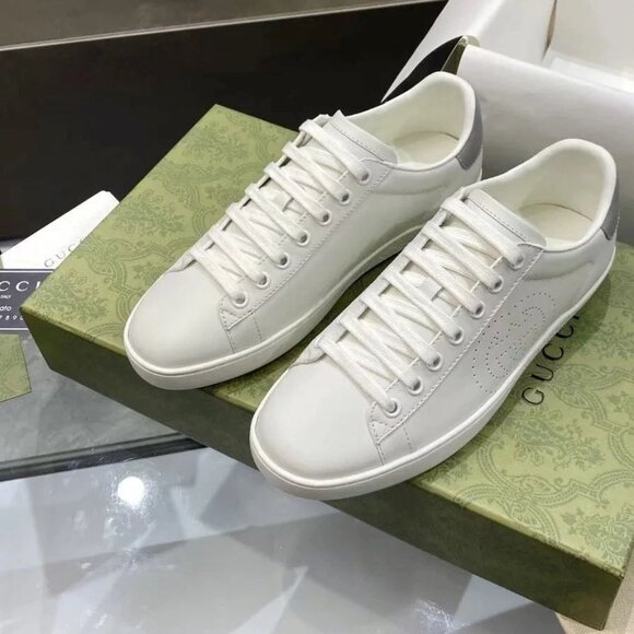 Classic Gucci ace 'White Gray' Men's Flat leisure shoes new with box - Picture 1 of 6